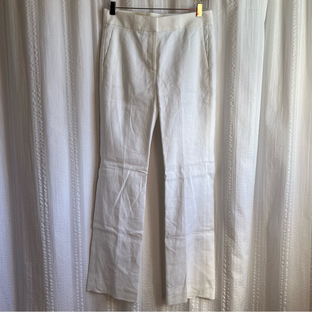 J. Crew White Straight Leg Fully Lined Linen Blend  Size 4P Brand New‎ ** Flaw**